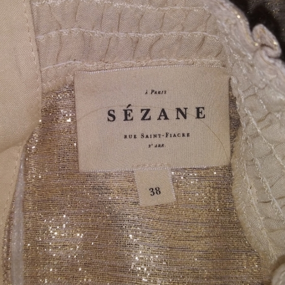 Sezane Filomene Gold Ruffle Blouse Top - Picture 9 of 10